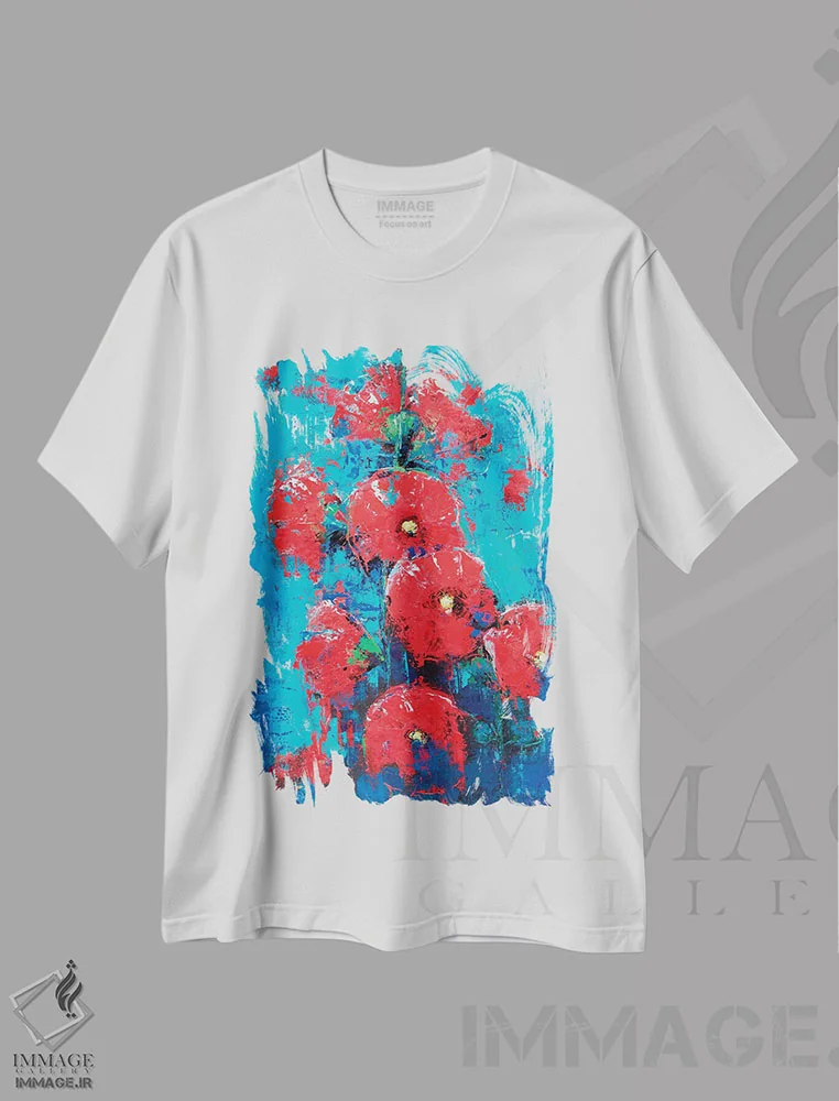 تیشرت سفید طرح دار خطمی I، آبستره اثر اولنا بوگاتسکا | immage.ir