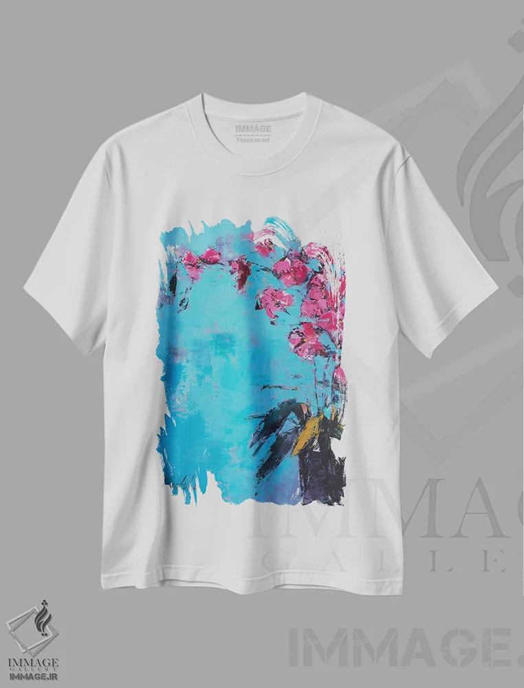 تیشرت سفید طرح دار ارکیده I، هنر فاخر معاصر اثر اولنا بوگاتسکا | immage.ir