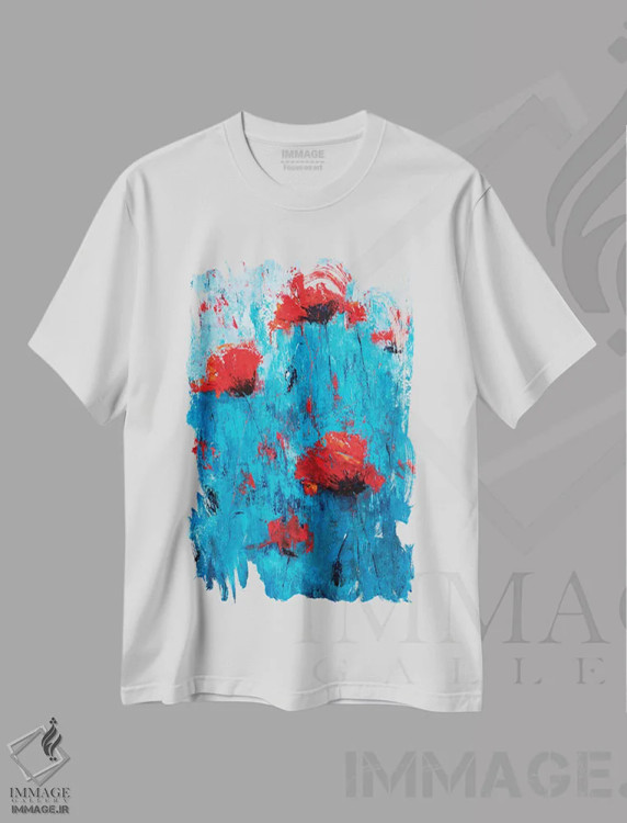 تیشرت سفید طرح دار خاکشیر I، آبستره اثر اولنا بوگاتسکا | immage.ir