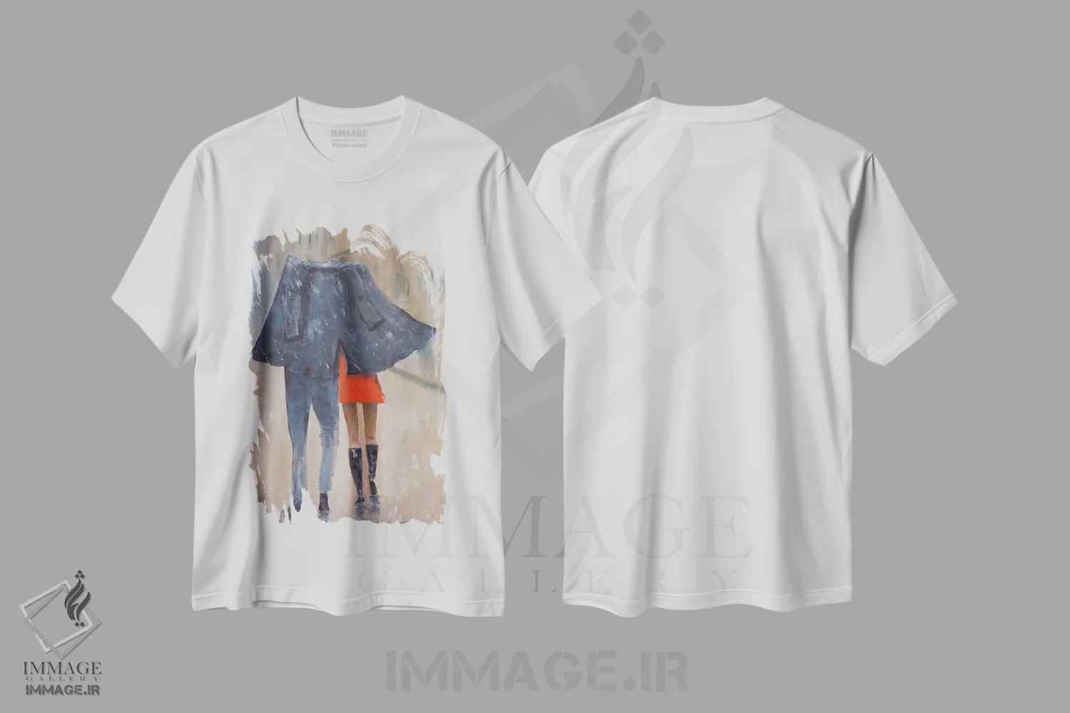 تیشرت سفید طرح دار باران، هنر فاخر معاصر اثر اولنا بوگاتسکا | فروشگاه ایماژ