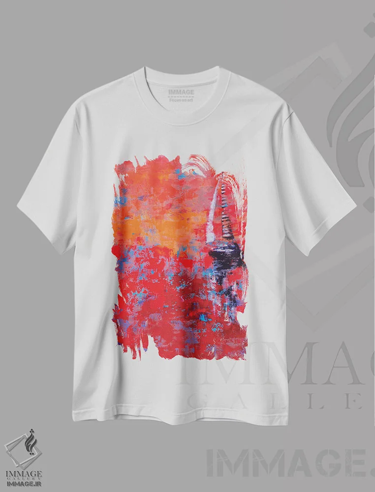 تیشرت سفید طرح دار بادبان III، آبستره اثر اولنا بوگاتسکا | فروشگاه ایماژ