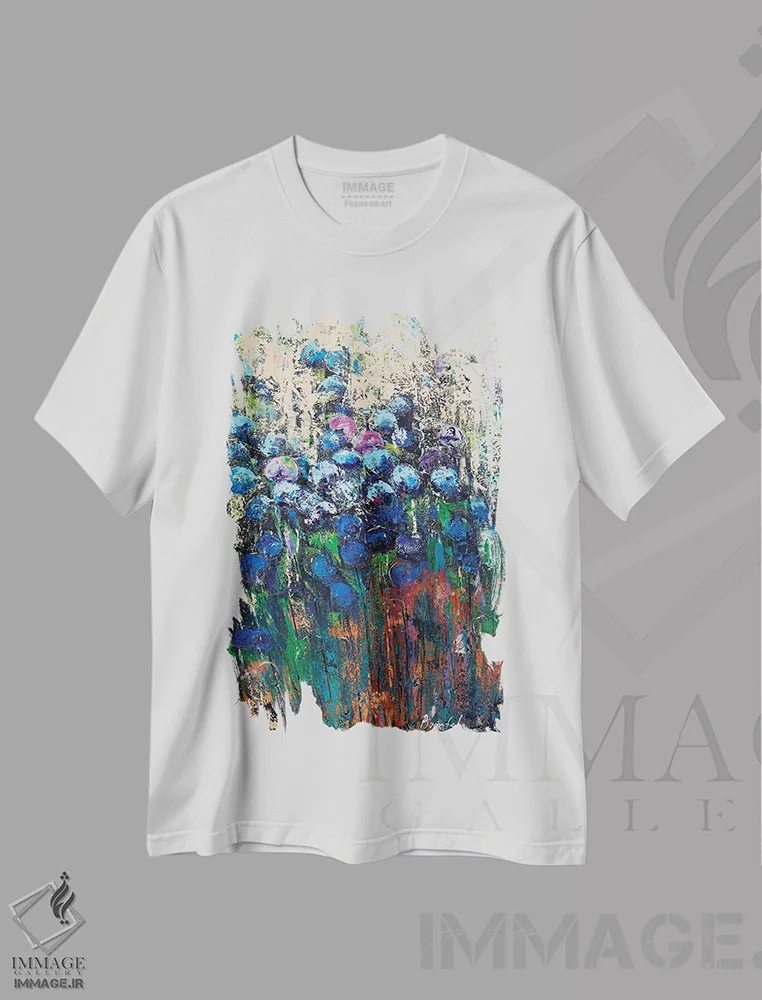تیشرت سفید طرح دار آرامش، آبستره اثر اولنا بوگاتسکا | فروشگاه ایماژ