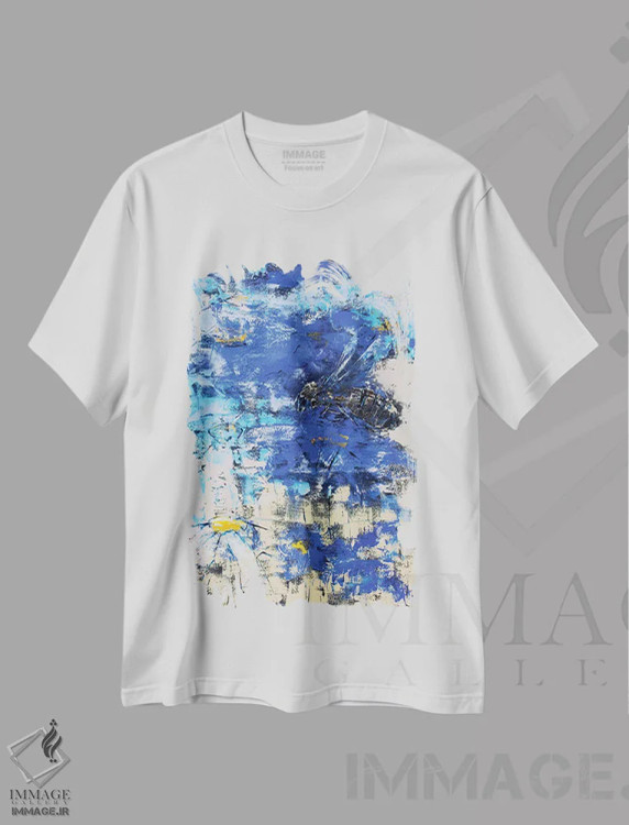 تیشرت سفید طرح دار کار و بار زنبورها، آبستره اثر اولنا بوگاتسکا | immage.ir
