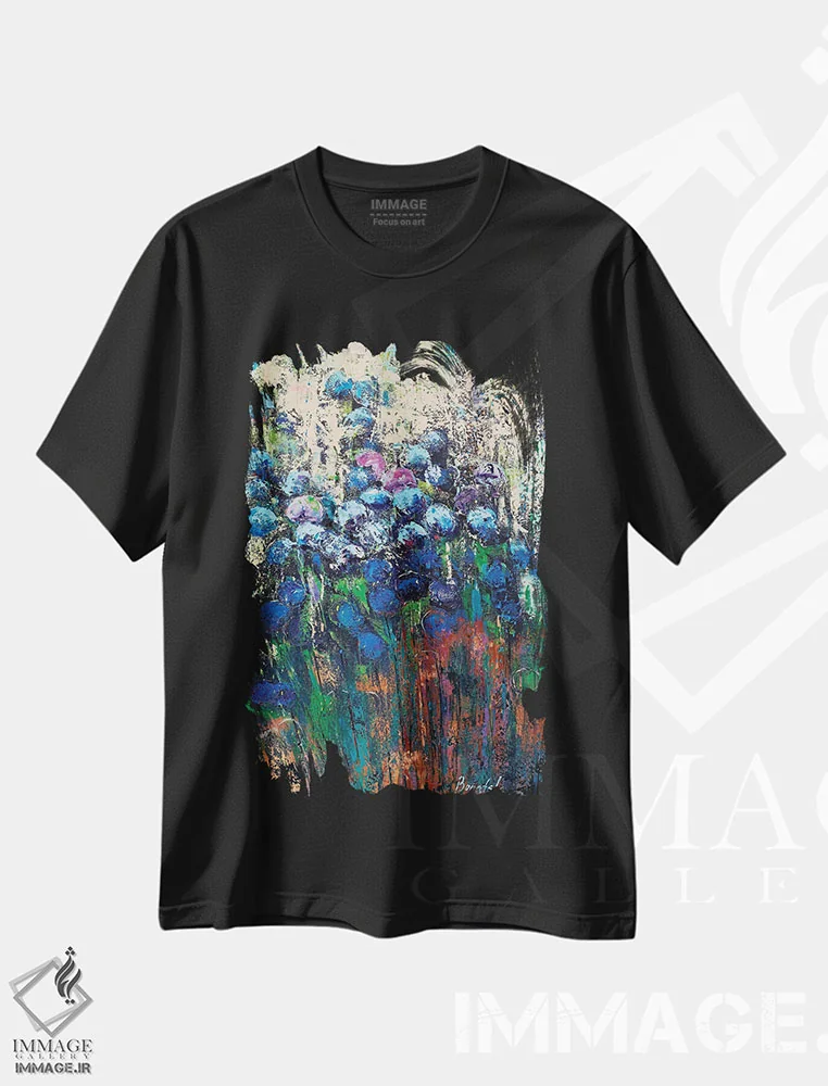 تیشرت مشکی طرح دار آرامش، آبستره اثر اولنا بوگاتسکا | immage.ir