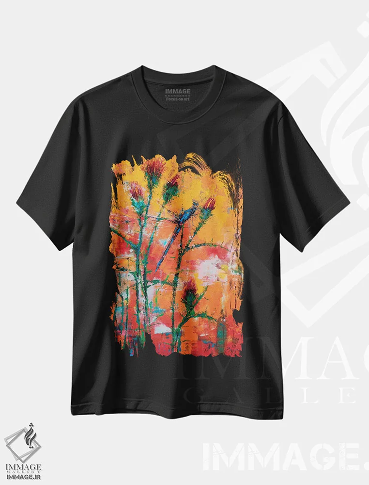 تیشرت مشکی طرح دار خار، هنر فاخر معاصر اثر اولنا بوگاتسکا | فروشگاه ایماژ