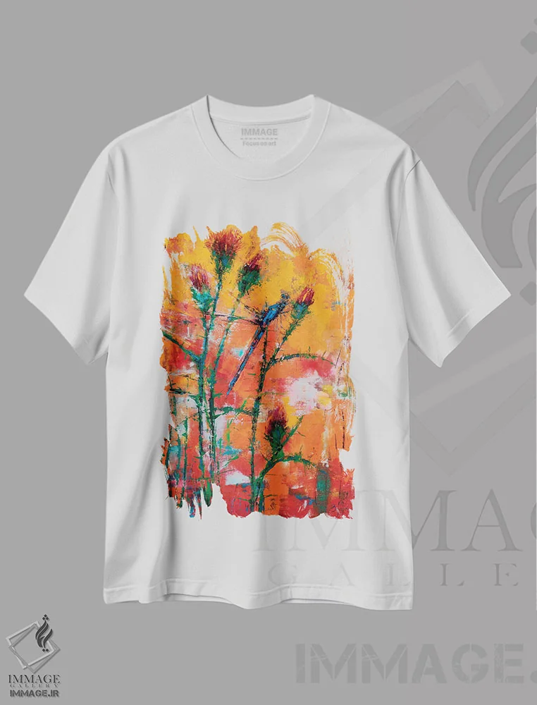 تیشرت سفید طرح دار خار، هنر فاخر معاصر اثر اولنا بوگاتسکا | immage.ir