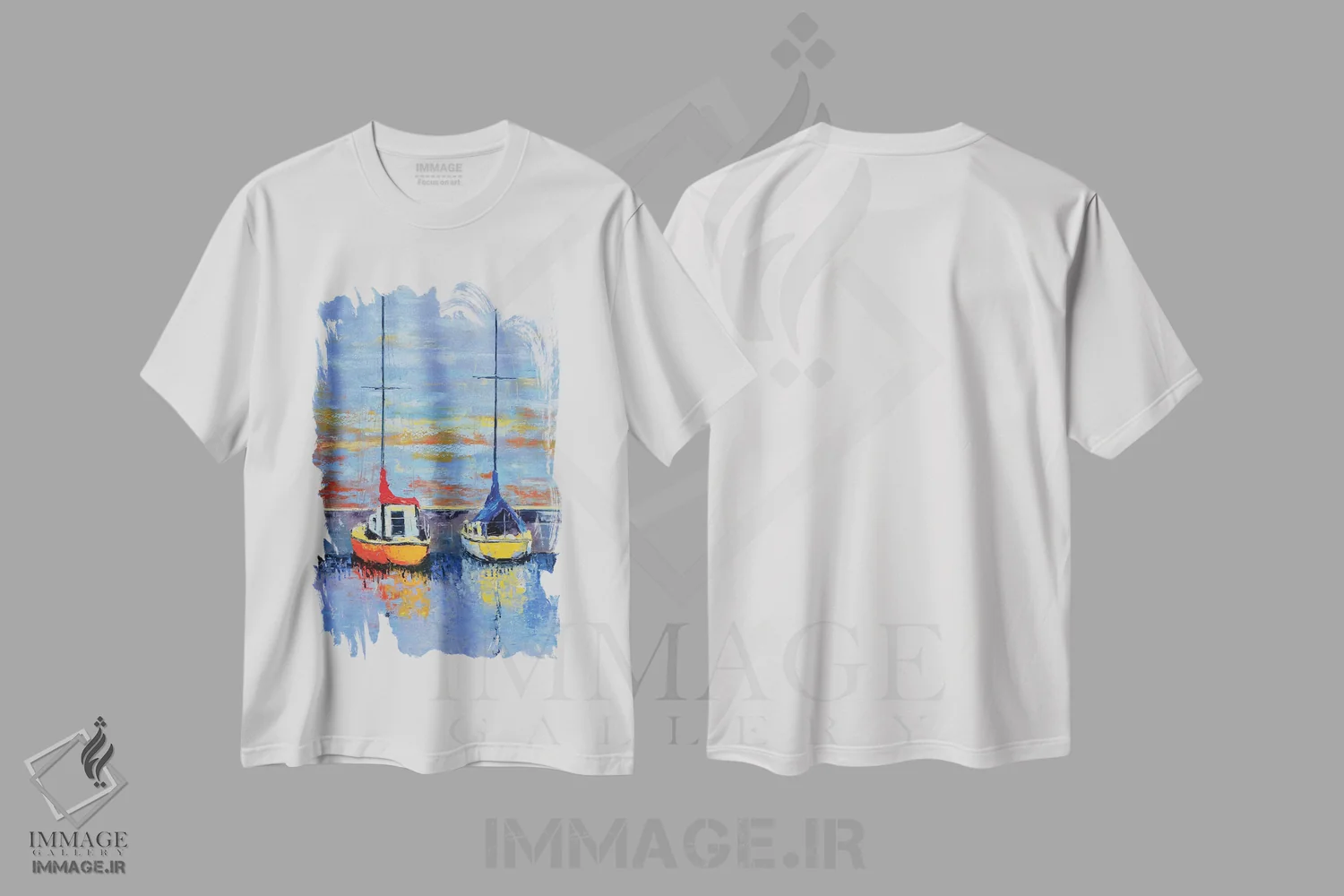 تیشرت سفید طرح دار در انتظار باد، هنر فاخر معاصر اثر اولنا بوگاتسکا | immage.ir