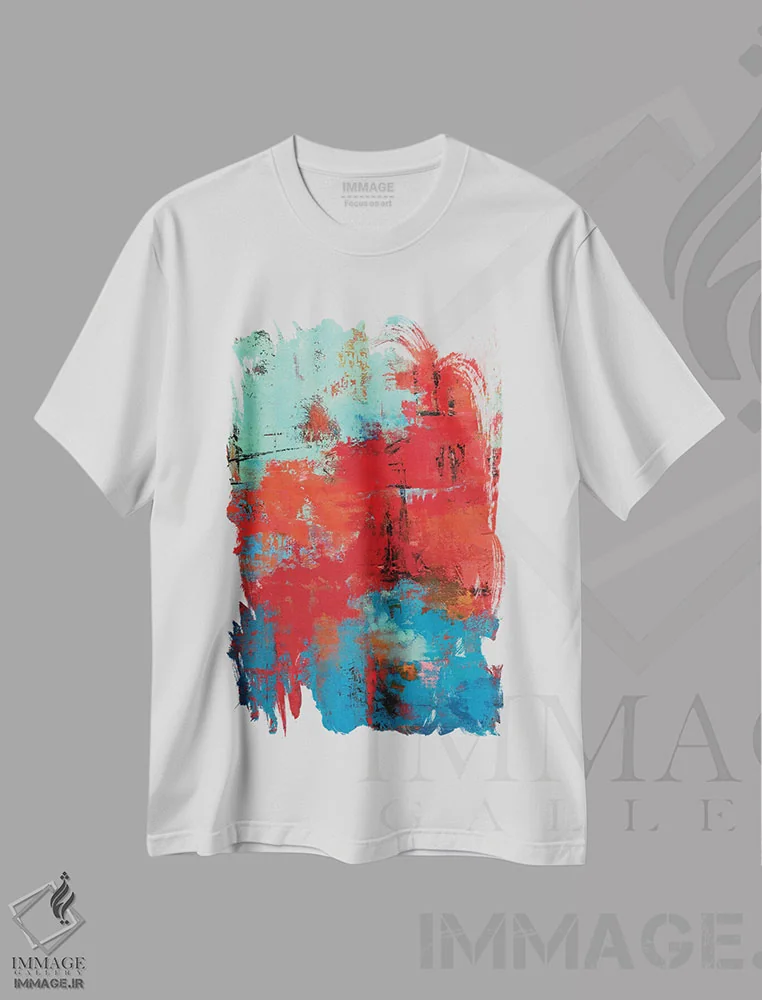 تیشرت سفید طرح دار انتزاعی IX اثر اولنا بوگاتسکا | فروشگاه ایماژ