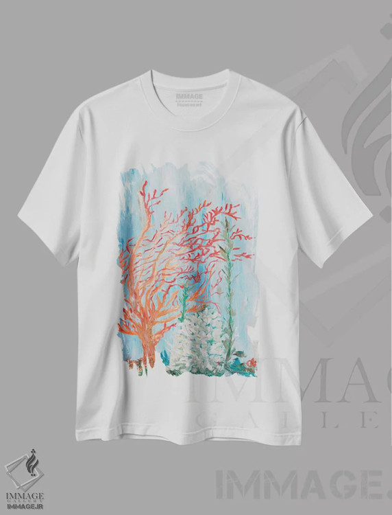 تیشرت سفید طرح دار مرجان نقاشی شده I، تزئینی اثر اولیویا بروینگتون | immage.ir