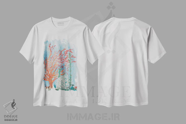 تیشرت سفید طرح دار مرجان نقاشی شده I، تزئینی اثر اولیویا بروینگتون | immage.ir