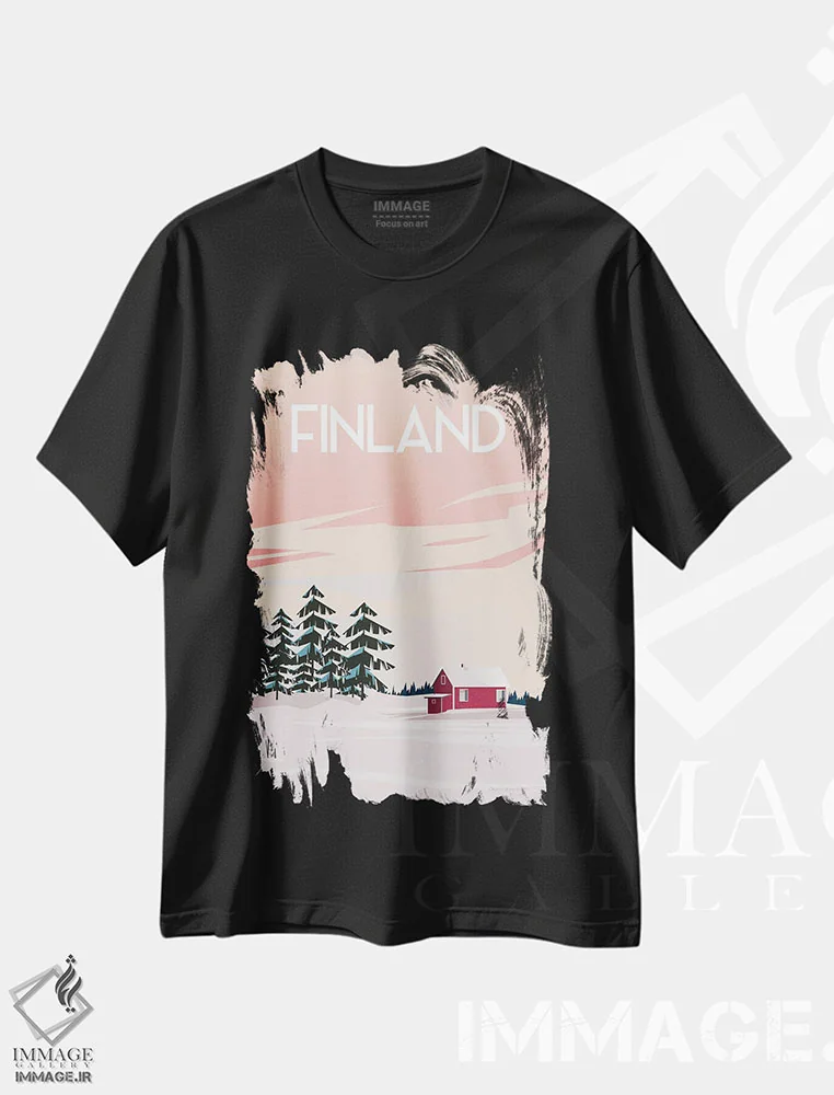تیشرت مشکی طرح دار فنلاند II، تایپوگرافی اثر عمر اسکالانته | immage.ir
