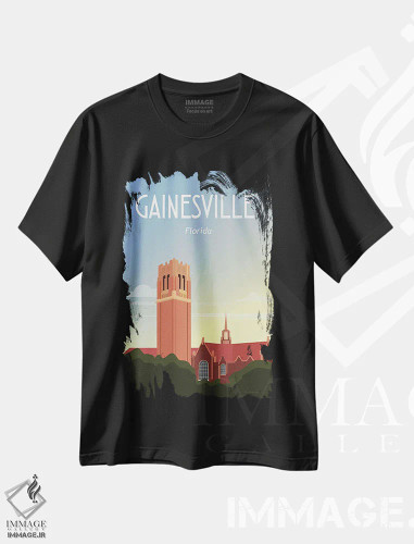 تیشرت مشکی طرح دار گینزویل، تایپوگرافی اثر عمر اسکالانته | فروشگاه ایماژ