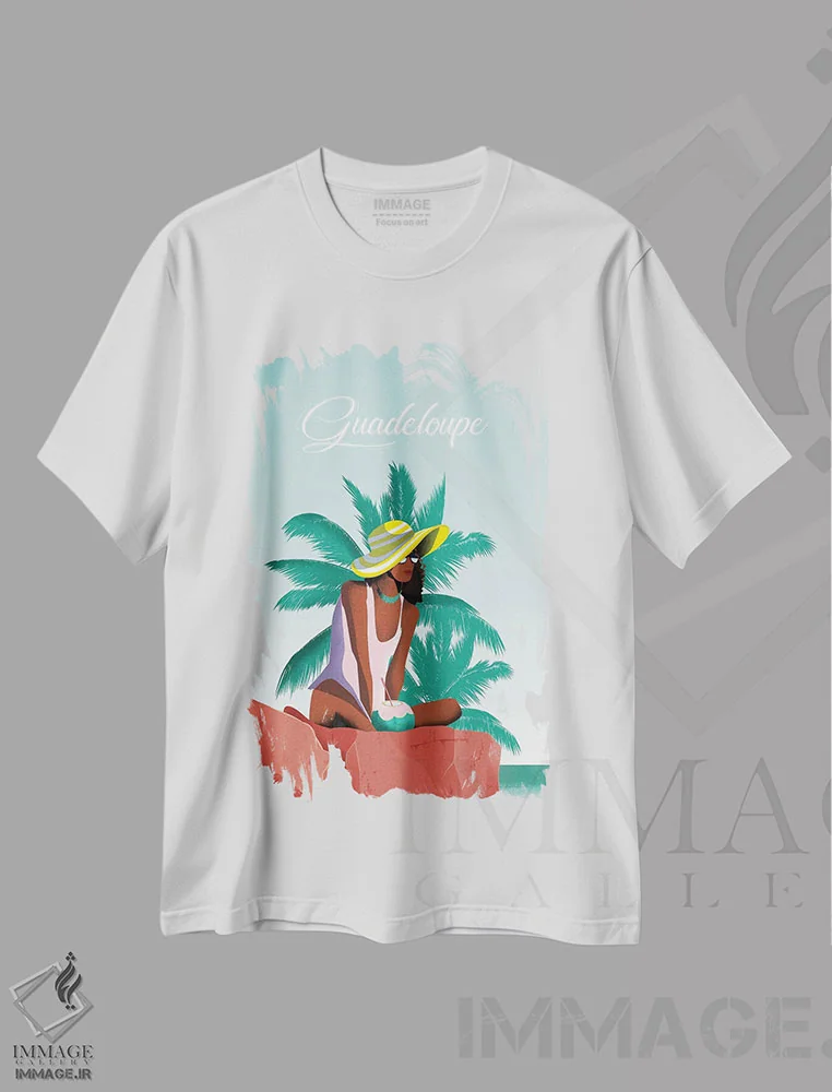تیشرت سفید طرح دار گوادالوپ، دکور ساحلی اثر عمر اسکالانته | immage.ir