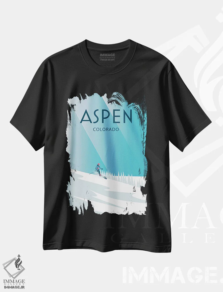 تیشرت مشکی طرح دار آسپن، هنر دیجیتال اثر عمر اسکالانته | immage.ir