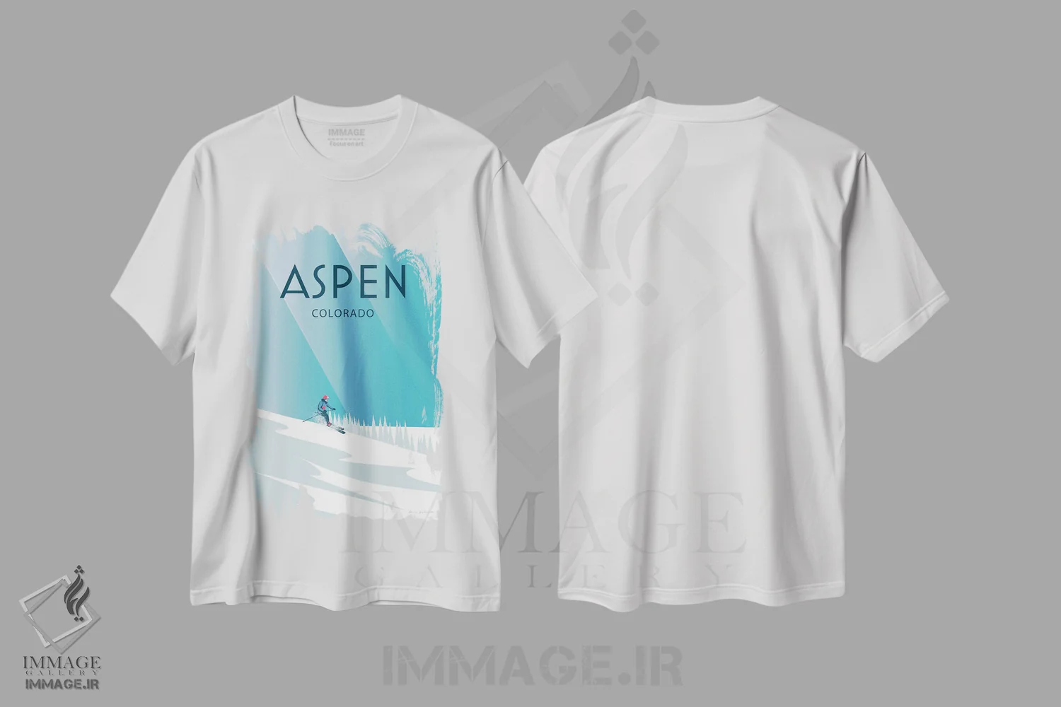تیشرت سفید طرح دار آسپن، هنر دیجیتال اثر عمر اسکالانته | فروشگاه ایماژ