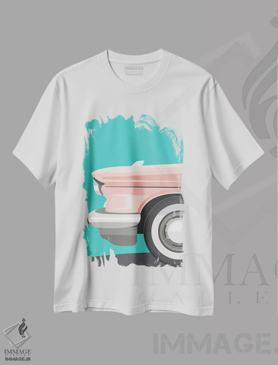 تیشرت سفید طرح دار ماشین کلاسیک III، هنر دیجیتال اثر عمر اسکالانته | فروشگاه ایماژ