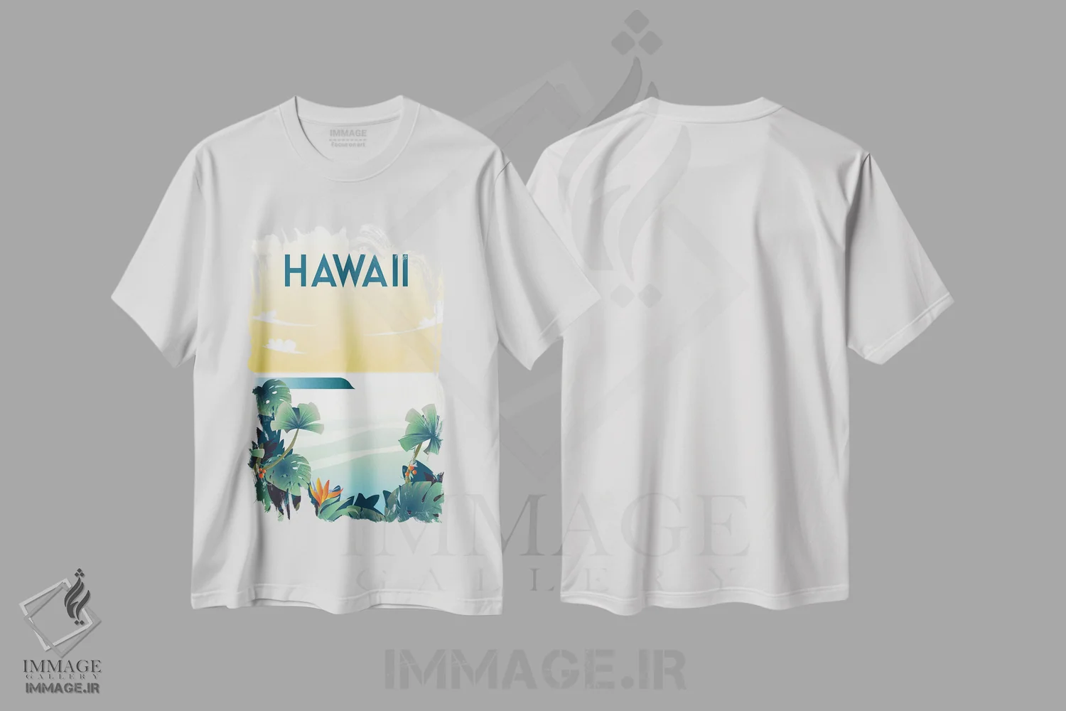 تیشرت سفید طرح دار هاوایی، دکور ساحلی اثر عمر اسکالانته | immage.ir