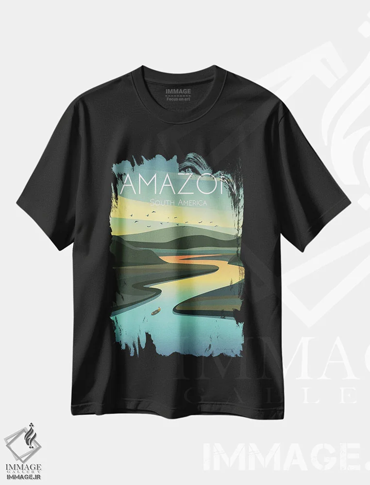 تیشرت مشکی طرح دار آمازون، هنر دیجیتال اثر عمر اسکالانته | immage.ir