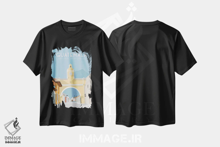 تیشرت مشکی طرح دار آنتیگوا گواتمالا، هنر دیجیتال اثر عمر اسکالانته | فروشگاه ایماژ