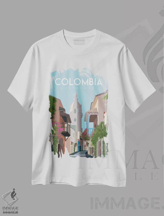 تیشرت سفید طرح دار کلمبیا، هنر دیجیتال اثر عمر اسکالانته | فروشگاه ایماژ