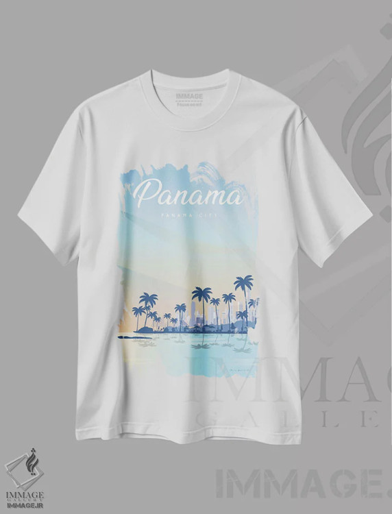 تیشرت سفید طرح دار پاناما، هنر دیجیتال اثر عمر اسکالانته | immage.ir