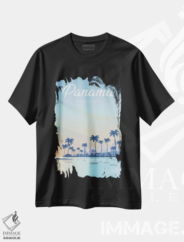 تیشرت مشکی طرح دار پاناما، هنر دیجیتال اثر عمر اسکالانته | فروشگاه ایماژ