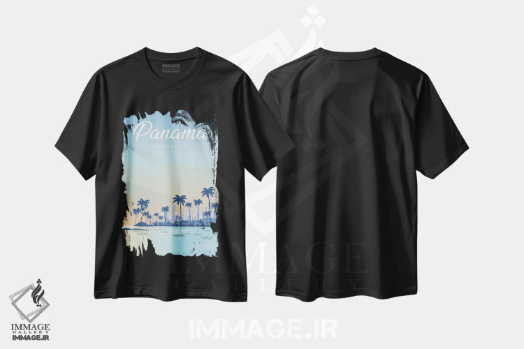 تیشرت مشکی طرح دار پاناما، هنر دیجیتال اثر عمر اسکالانته | فروشگاه ایماژ