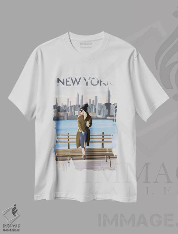 تیشرت سفید طرح دار دختر در نیویورک II، هنر دیجیتال اثر عمر اسکالانته | immage.ir