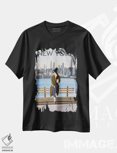 تیشرت مشکی طرح دار دختر در نیویورک II، هنر دیجیتال اثر عمر اسکالانته | فروشگاه ایماژ