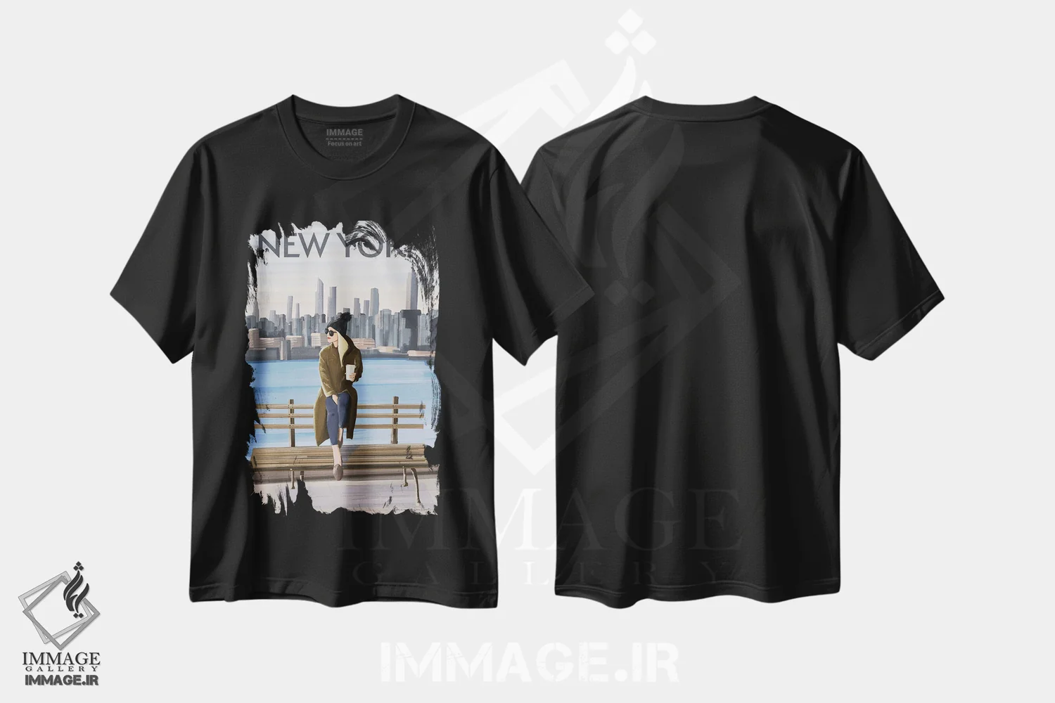 تیشرت مشکی طرح دار دختر در نیویورک II، هنر دیجیتال اثر عمر اسکالانته | فروشگاه ایماژ