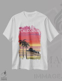 تیشرت سفید طرح دار کالیفرنیا، دکور ساحلی اثر عمر اسکالانته | فروشگاه ایماژ
