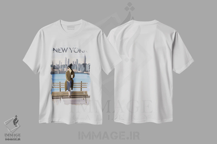 تیشرت سفید طرح دار دختر در نیویورک II، هنر دیجیتال اثر عمر اسکالانته | immage.ir