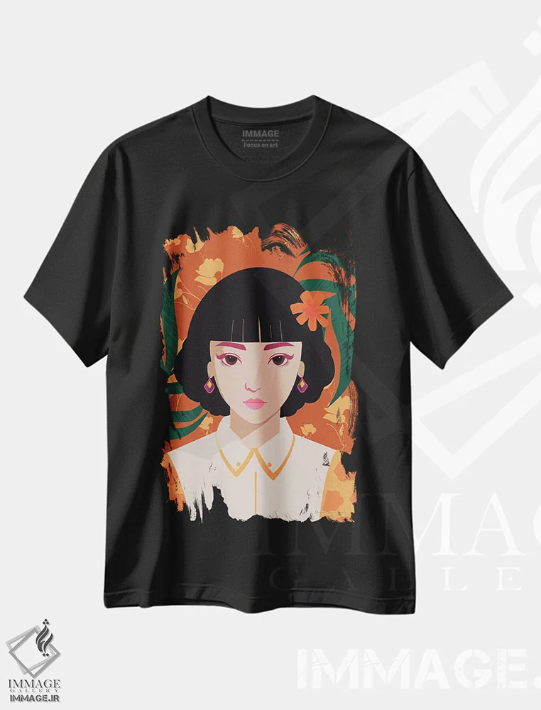 تیشرت مشکی طرح دار زن بوهو I، دکور بوهمی اثر عمر اسکالانته | immage.ir