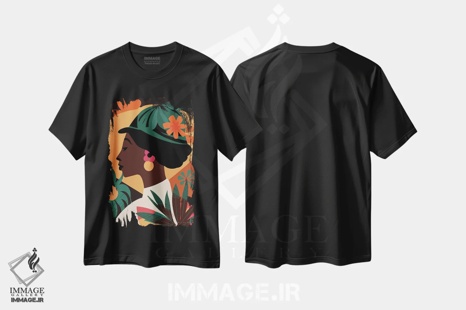 تیشرت مشکی طرح دار زن بوهو III، دکور بوهمی اثر عمر اسکالانته | immage.ir