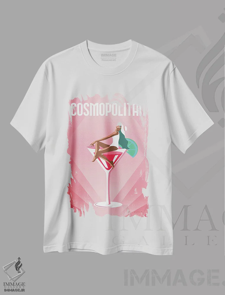 تیشرت سفید طرح دار مدرن و جهانی، تزئینی اثر عمر اسکالانته | فروشگاه ایماژ