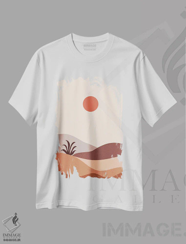 تیشرت سفید طرح دار بیابان بوهو I، دکور بوهمی اثر عمر اسکالانته | فروشگاه ایماژ