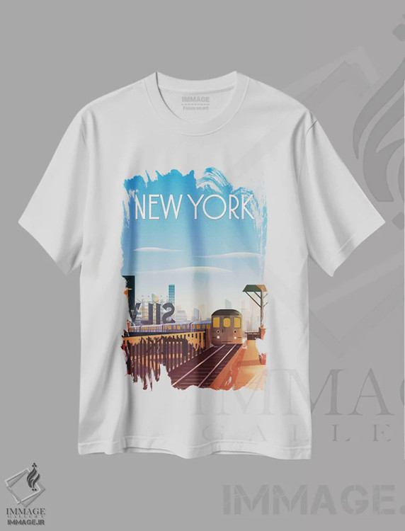 تیشرت سفید طرح دار شهر نیویورک، هنر دیجیتال اثر عمر اسکالانته | immage.ir
