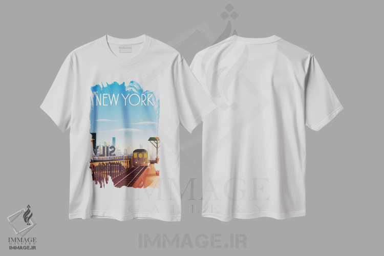 تیشرت سفید طرح دار شهر نیویورک، هنر دیجیتال اثر عمر اسکالانته | immage.ir