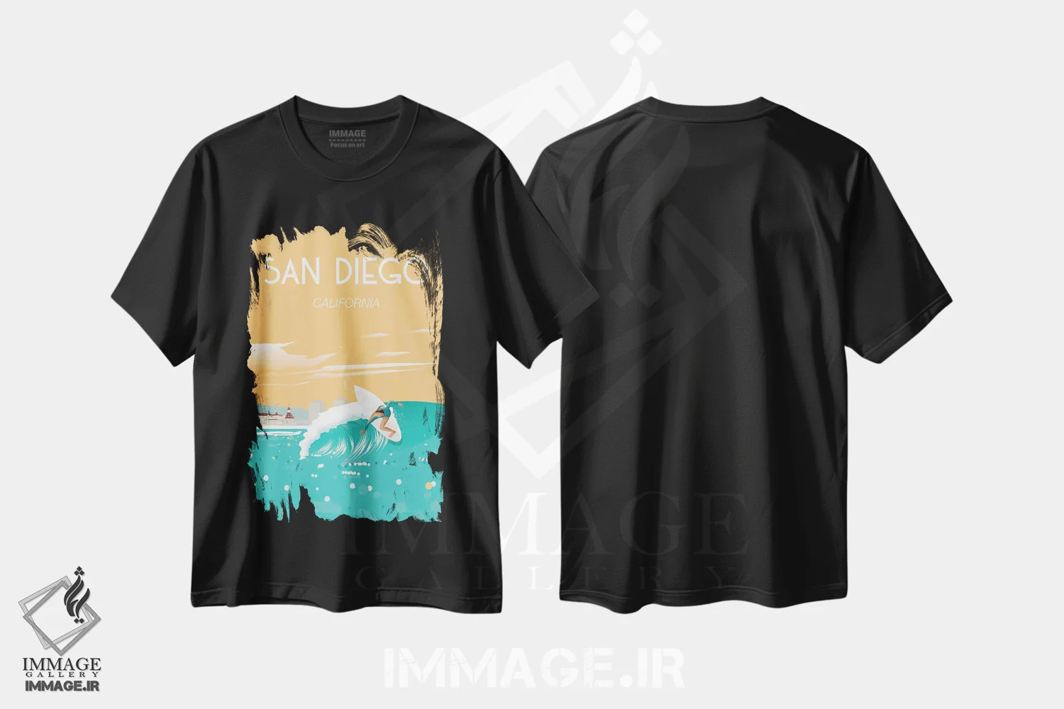 تیشرت مشکی طرح دار سن دیگو، دکور ساحلی اثر عمر اسکالانته | immage.ir