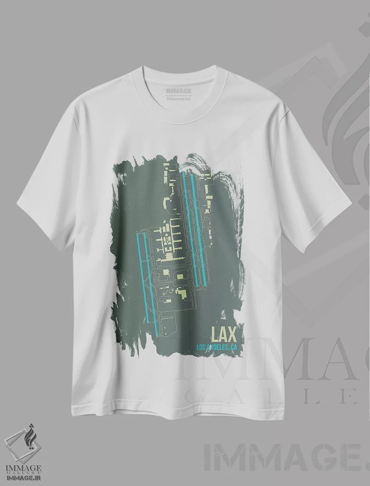 تیشرت سفید طرح دار لس آنجلس، تزئینی اثر ۰۸ لفت | immage.ir