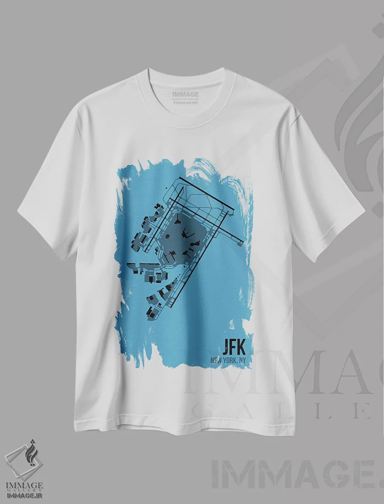 تیشرت سفید طرح دار نیویورک، تزئینی اثر ۰۸ لفت | فروشگاه ایماژ