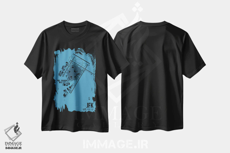 تیشرت مشکی طرح دار نیویورک، تزئینی اثر ۰۸ لفت | immage.ir