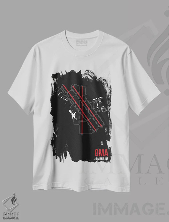 تیشرت سفید طرح دار اوماها، تزئینی اثر ۰۸ لفت | immage.ir