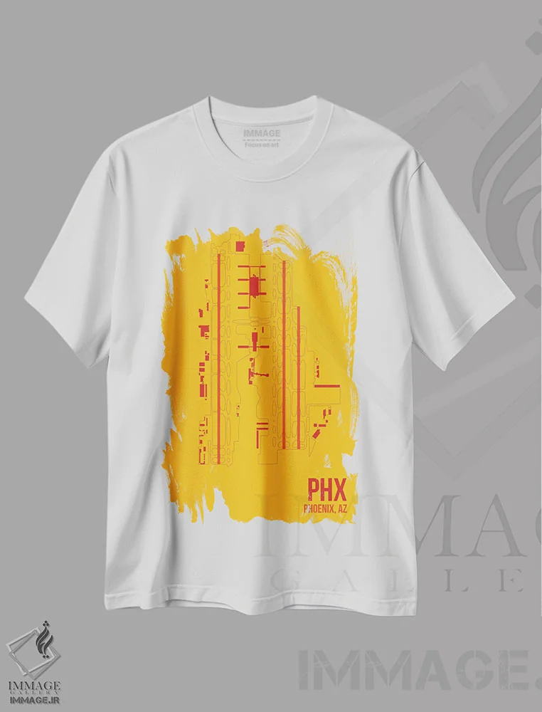 تیشرت سفید طرح دار فونیکس اسکای هاربر، تزئینی اثر ۰۸ لفت | فروشگاه ایماژ