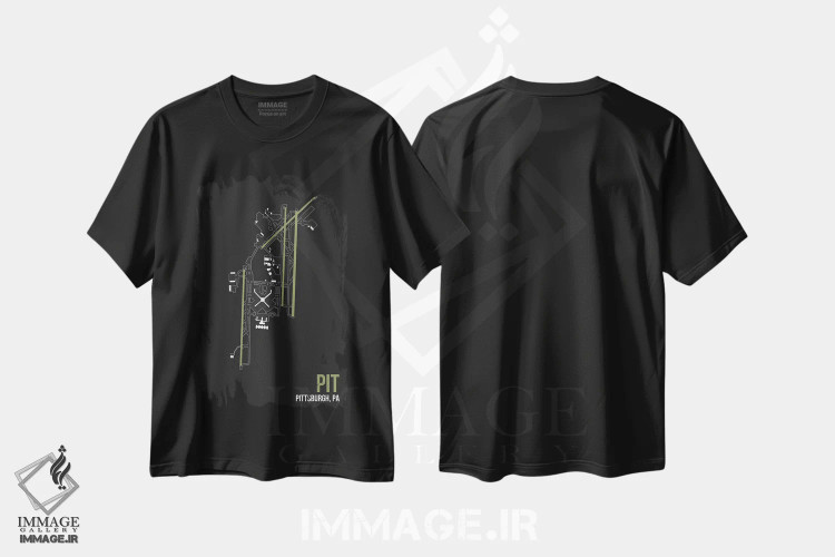 تیشرت مشکی طرح دار پیتزبورگ، تزئینی اثر ۰۸ لفت | فروشگاه ایماژ