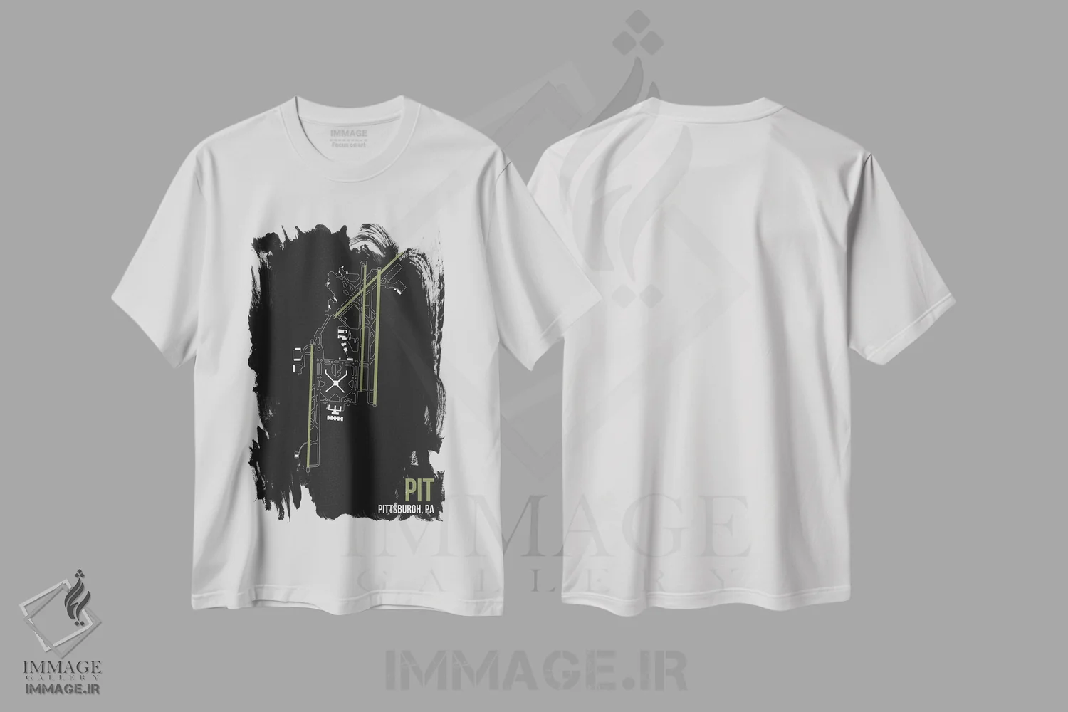تیشرت سفید طرح دار پیتزبورگ، تزئینی اثر ۰۸ لفت | immage.ir