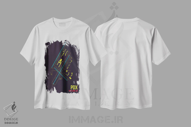 تیشرت سفید طرح دار پورتلند، تزئینی اثر ۰۸ لفت | immage.ir