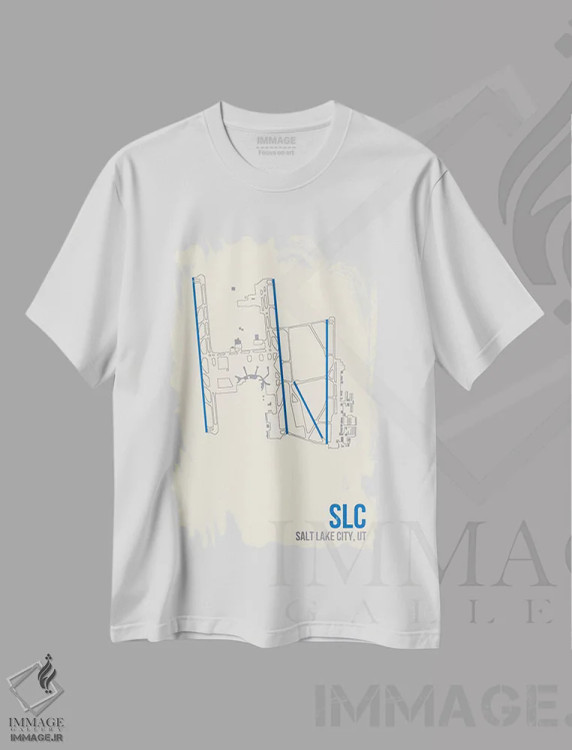 تیشرت سفید طرح دار سالت لیک سیتی، تزئینی اثر ۰۸ لفت | immage.ir