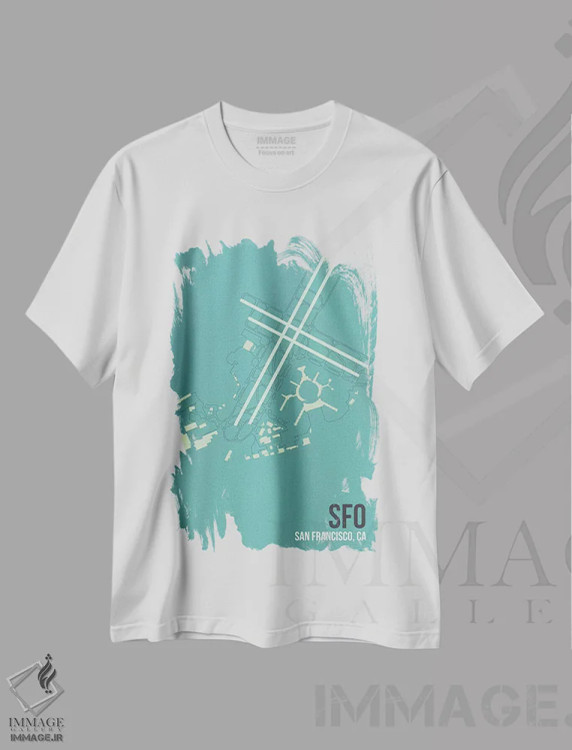 تیشرت سفید طرح دار سانفرانسیسکو، تزئینی اثر ۰۸ لفت | فروشگاه ایماژ