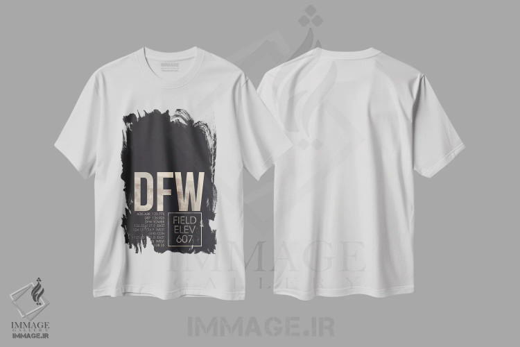 تیشرت سفید طرح دار کد فرودگاه دالاس/فورت ورث، تزئینی اثر ۰۸ لفت | immage.ir